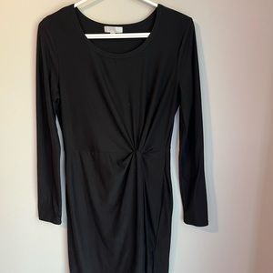 Dry Goods Black Cotton Long Sleeve Mini Dress